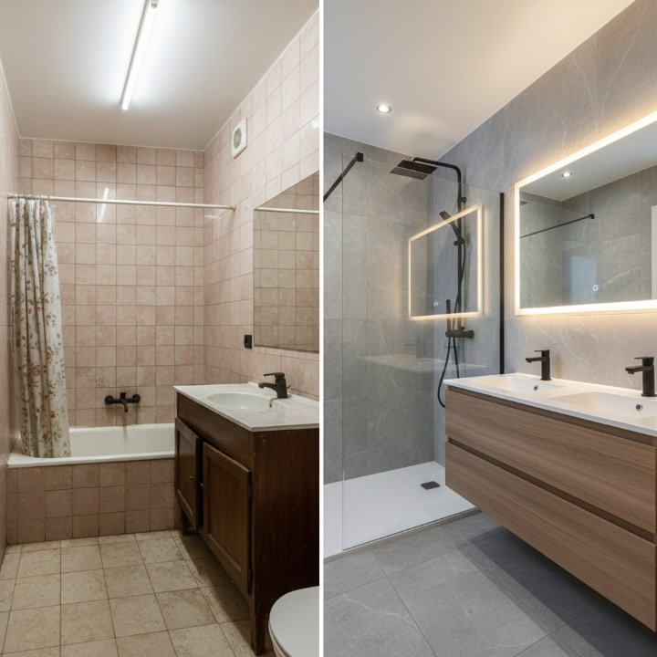 Antes y después de baño