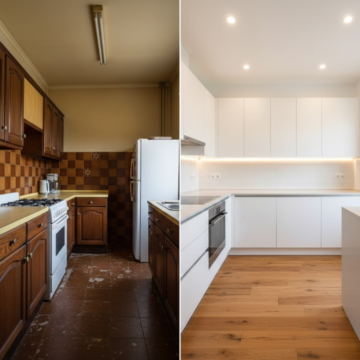 Antes y después de cocina