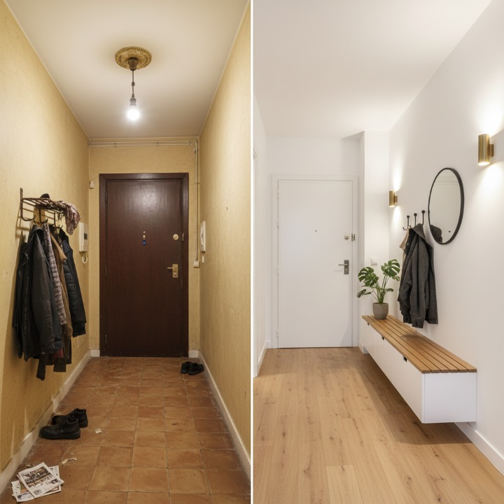 Antes y después de entrada