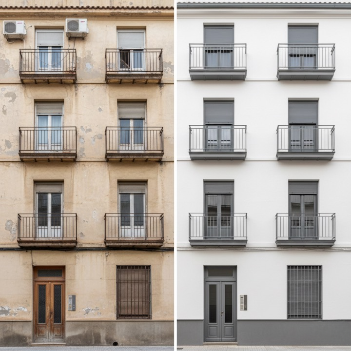 Antes y después de fachada