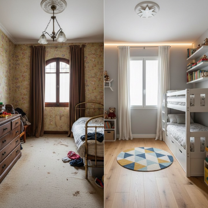 Antes y después de habitación infantil