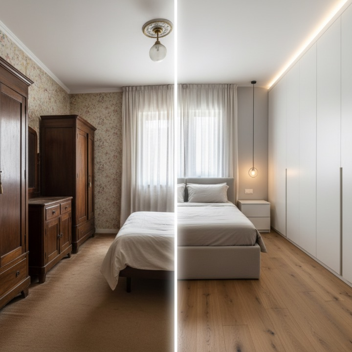 Antes y después de habitación