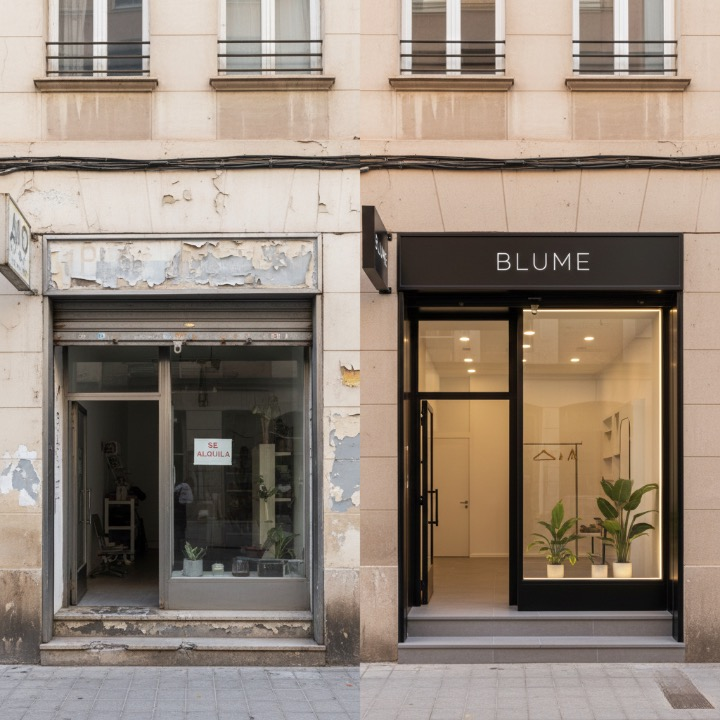 Antes y después de local comercial