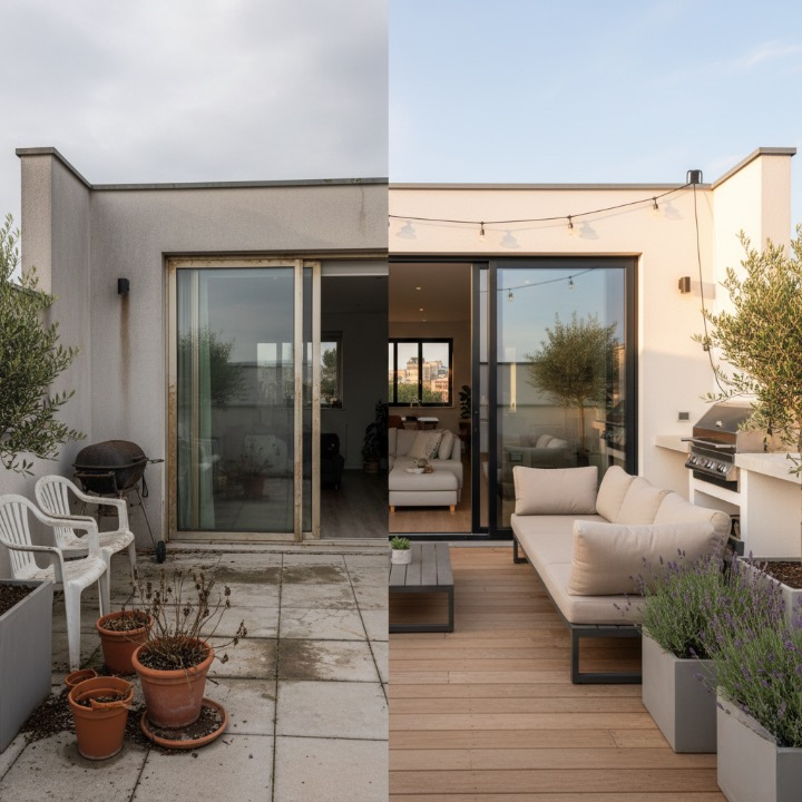 Antes y después de terraza